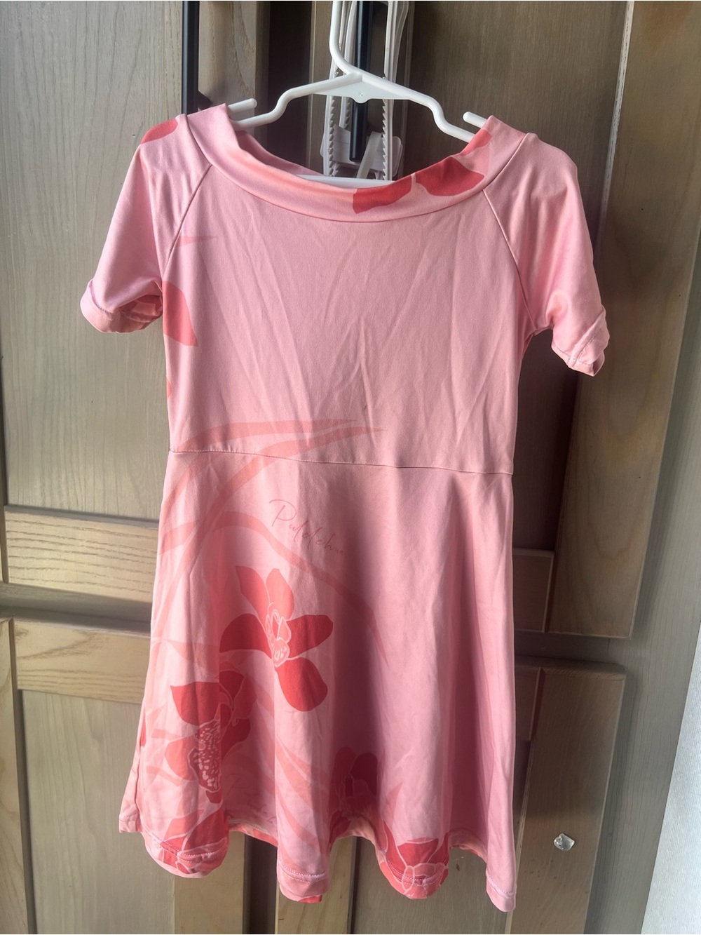 Pulelehua Girls' Pink Floral Short-Sleeve A-Line Dress Size 7